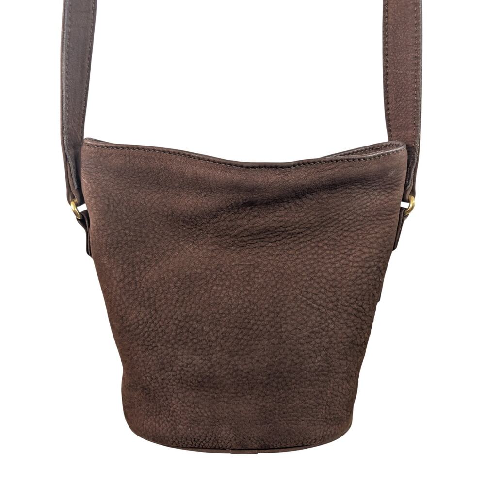 COACH COLLECTOR! ESPRESSO BROWN GENUINE PEBBLED NUBUCK LEATHER BUCKET BAG PURSE! - Picture 7 of 14
